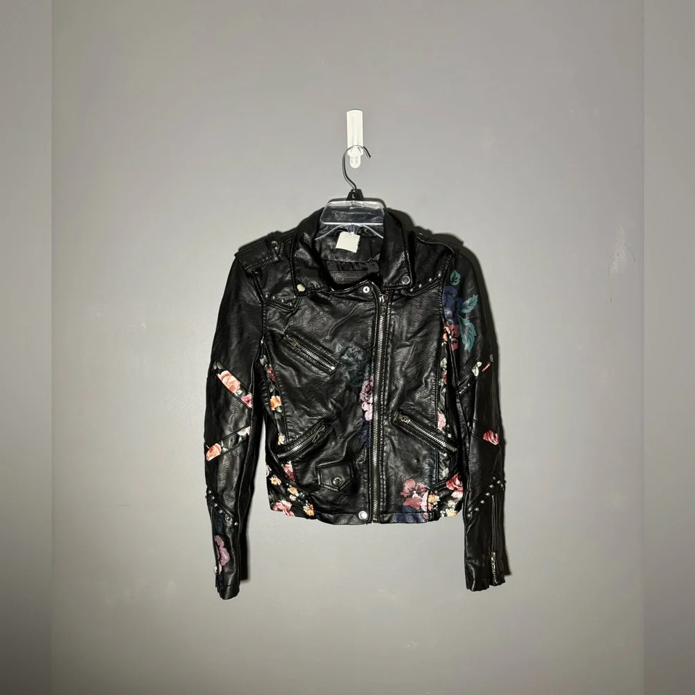Blank NYC Floral Faux Leather Moto Biker Jacket Size XS - Picture 2 of 4